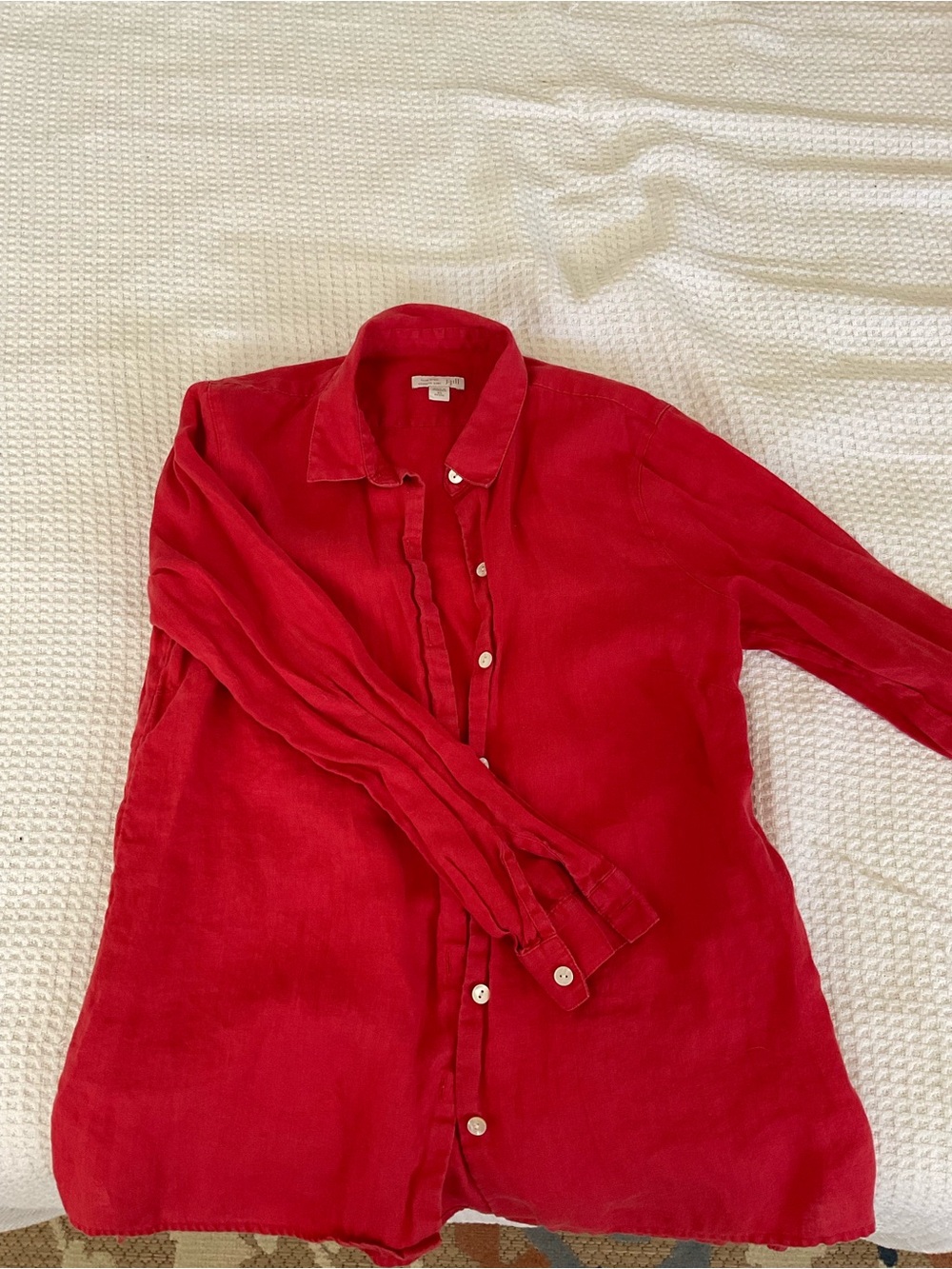 J. Jill Red Linen Essential Shirt